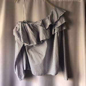 Gap One shoulder striped blouse